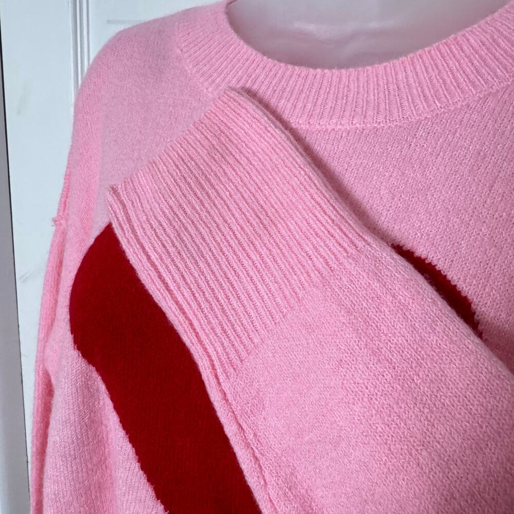 NWT Vince Camuto Heart Intarsia Crewneck Pullover Sweater Valentine Pink - Picture 5 of 12